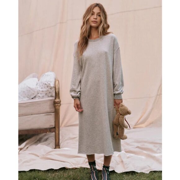 💕THE GREAT💕 The Sweatshirt Dress ~ Light Heather Grey Size 1 Small NWT - Picture 1 of 13